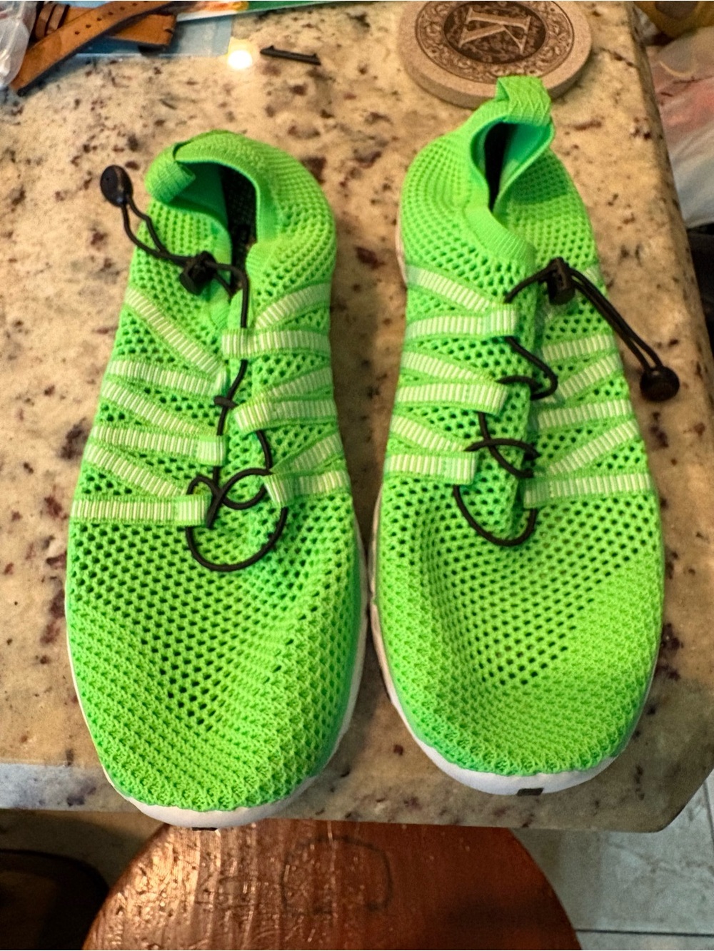 Neon Green Mesh Athletic Sneakers